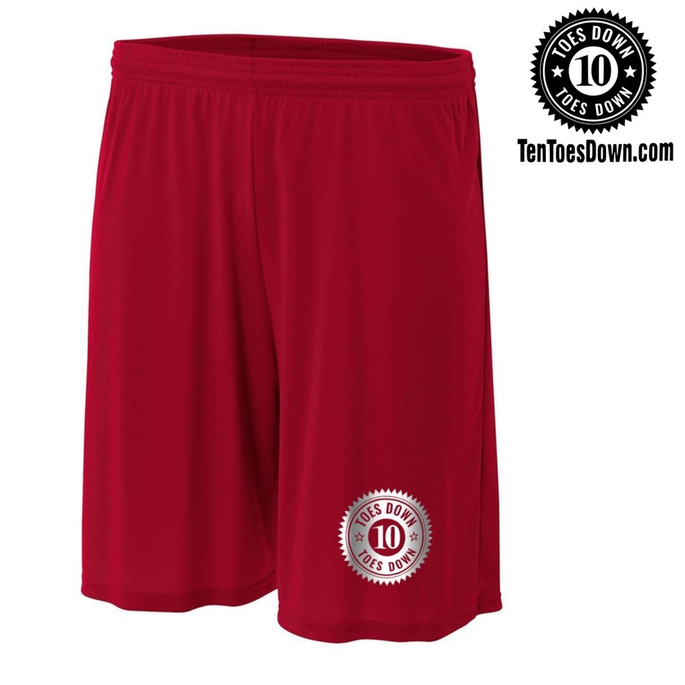 Ten Toes Down Men's Performance 7” Shorts ( Red)